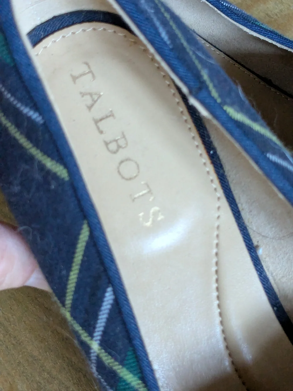 Talbots Blue and Green Plaid Slip-On Loafers Size 6M